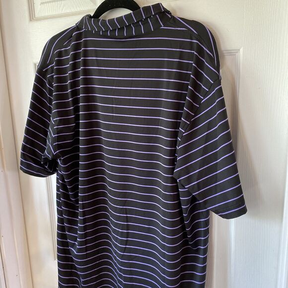 Peter Millar Polo Shirt Mens Large Summer Comfort Corwin Cup Patch Purple Stripe - Picture 10 of 12